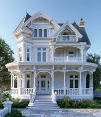 Obraz premium Elegant Victorian Mansion Exterior Design