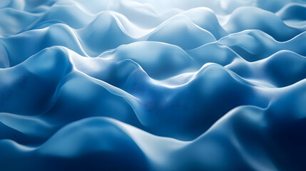 Obraz premium Abstract Blue Wavy Background - 3D Rendered Illustration