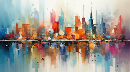 Obraz premium panorama of the city of color, paint art design