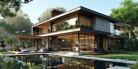 Fototapeta premium Modern Luxurious House Exterior Design