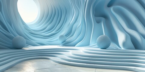 Abstract Light Blue Architectural Interior Design