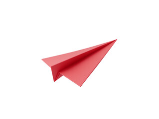 a red paper airplane on a white background