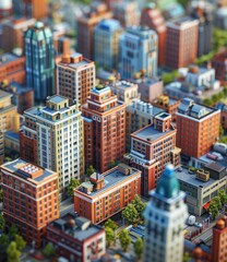Miniature Cityscape of Urban Buildings