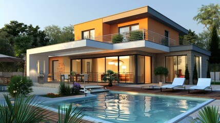 Modern Villa with Swimming Pool Exterior Design