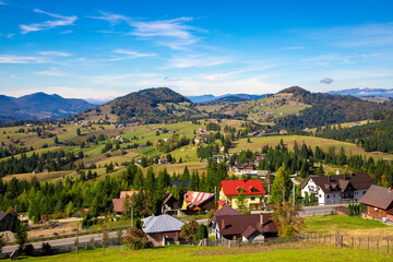 Naklejka premium Landscape with the road from the Tihuta Pass - Romania