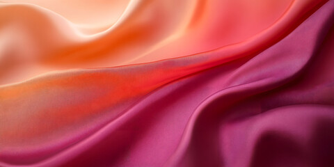 Obraz premium peach burgundy abstract wavy background. Silk satin fabric. gradient of peach and burgundy colors. Elegant, luxurious, rich. design