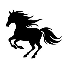 Majestic Black Stallion Galloping Silhouette