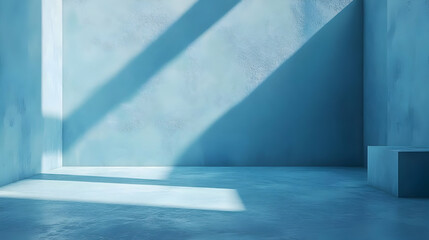 Obraz premium Blue Minimalist Room with Sunlight Background Illustration