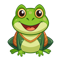 Naklejka premium cute happy green frog cartoon isolated on white background