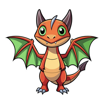 orange cartoon dragon with green wings clip art preview