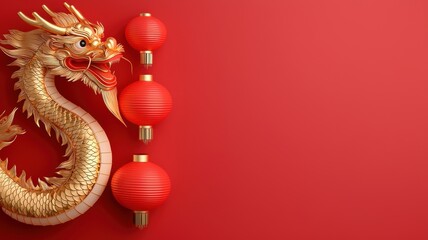 Vibrant Chinese New Year Celebration with Dragon Art