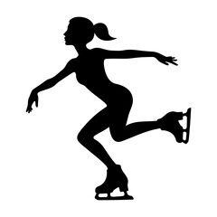Silhouette of a female figure skater performing. vector illustration