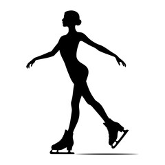 Silhouette of a female figure skater performing. vector illustration