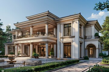Luxury Mansion Exterior Design Illustration