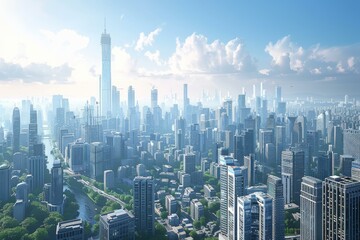 Naklejka premium Futuristic Cityscape Aerial View