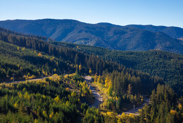 Landscape with the TransRarau road in the Rarau mountains - Romania.