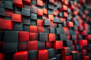 Fototapeta premium Black and red 3D cubes background