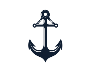 a black anchor with chains