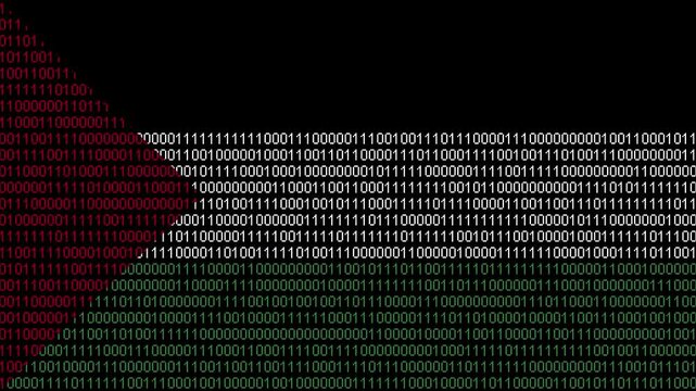 Binary code on flag of Palestine. Program source code or Hacker concept on Palestinian flag. Palestine digital technology security, hacking or programming