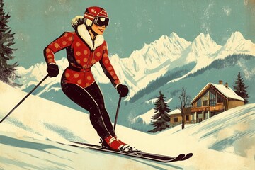 a woman riding skis down a snow covered slope