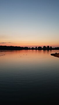 Sunset over the lake, twilight over the lake