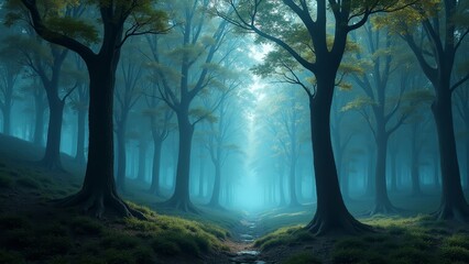 Simple Fantasy Forest Of Mystical Trees