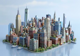 Obraz premium Detailed Miniature Cityscape of New York City