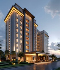Fototapeta premium Modern Architectural Design of a Luxury High-Rise Building