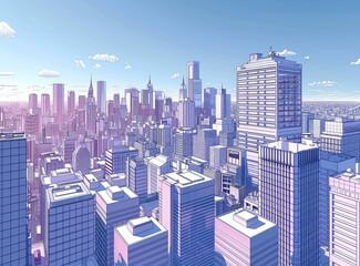 Obraz premium Modern City Skyline Artistic Illustration