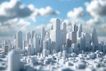 3D Model of Modern Cityscape with Skyscrapers
