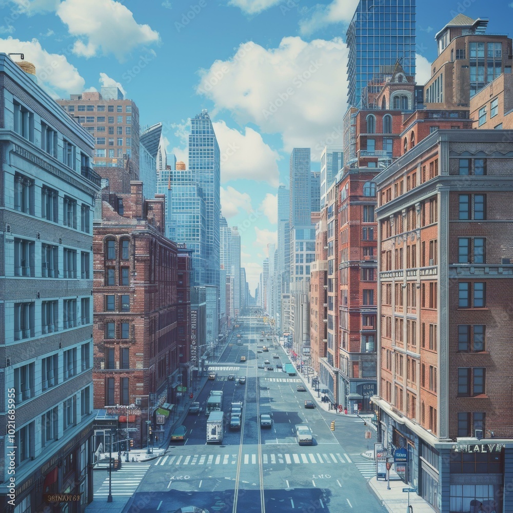 Wall mural Modern City Street View Illustration