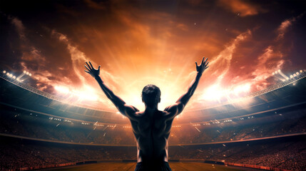 sportsman in stadium on background