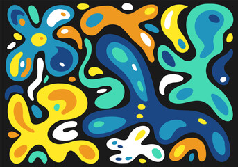 Naklejka premium Abstract hand drawn contrast poster, background, brochure, flyer templates, contemporary collage. Organic line abstract illustration with curves and shapes. Biomorphism concept art