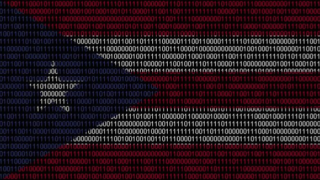 Binary code on flag of Puerto Rico. Program source code or Hacker concept on Puerto Rican flag. Puerto Rico digital technology security, hacking or programming
