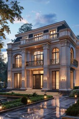 Fototapeta premium Elegant Exterior of a Luxurious Mansion