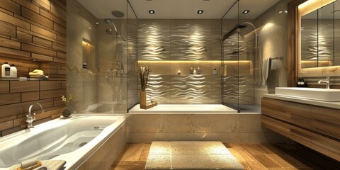 Obraz premium Modern Luxurious Bathroom Design Illustration