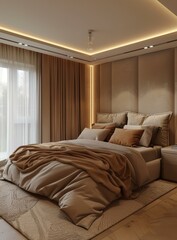 Modern Beige Bedroom Interior Design