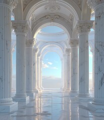 Fototapeta premium Elegant White Marble Architectural Interior