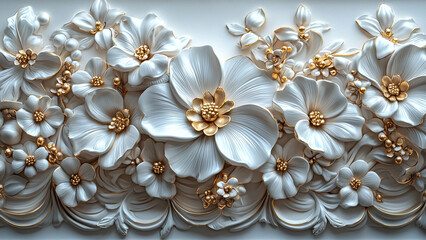 Elegant Boho-Chic Floral Wallpaper Design with Gold Accents for Stylish Backgrounds