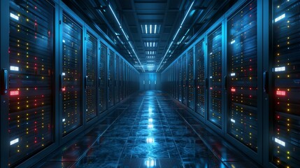 Fototapeta premium Modern Data Center Interior Illustration