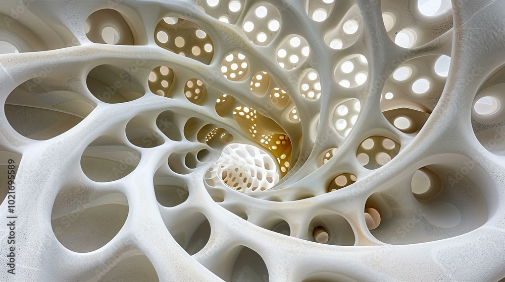 Fototapete 3d rendering of an organic structure with a spiral pattern