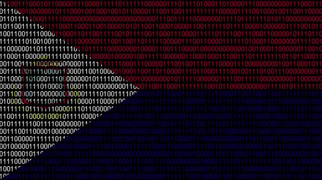 Binary code on flag of Saint Martin. Program source code or Hacker concept on Saint Martin flag. Saint Martin digital technology security, hacking or programming