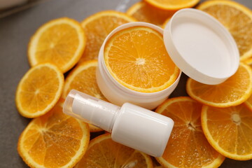 facial cream, facial cleanser with vitamin C, package