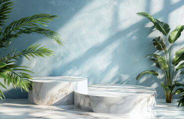 Product Podium - Two Marble Podiums