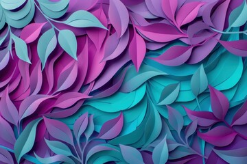 Vibrant floral background design is being formed by colorful paper leaves