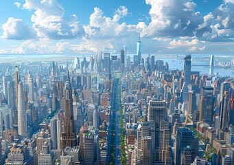 Fototapeta premium New York City Skyline Aerial View