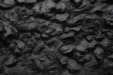 Fototapeta premium Black embossed stone wall for abstract background and texture for interior or exterior design. Beautiful patterns, space for work, banner, wallpaper close up.