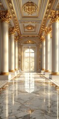 Fototapeta premium Luxury Golden Hall Interior Design