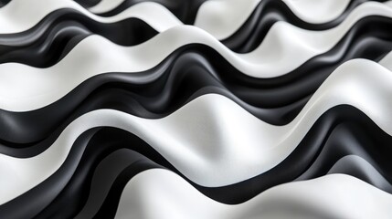 Obraz premium Monochrome Wave. Contemporary 3D Minimalistic Abstract Design with Copy-Space