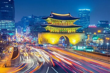 a city street filled with traffic and tall buildings
